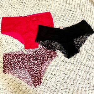 Pack of 3! Victorias Secret Cheeky Panties Cheeta Print Lace seamless underwear